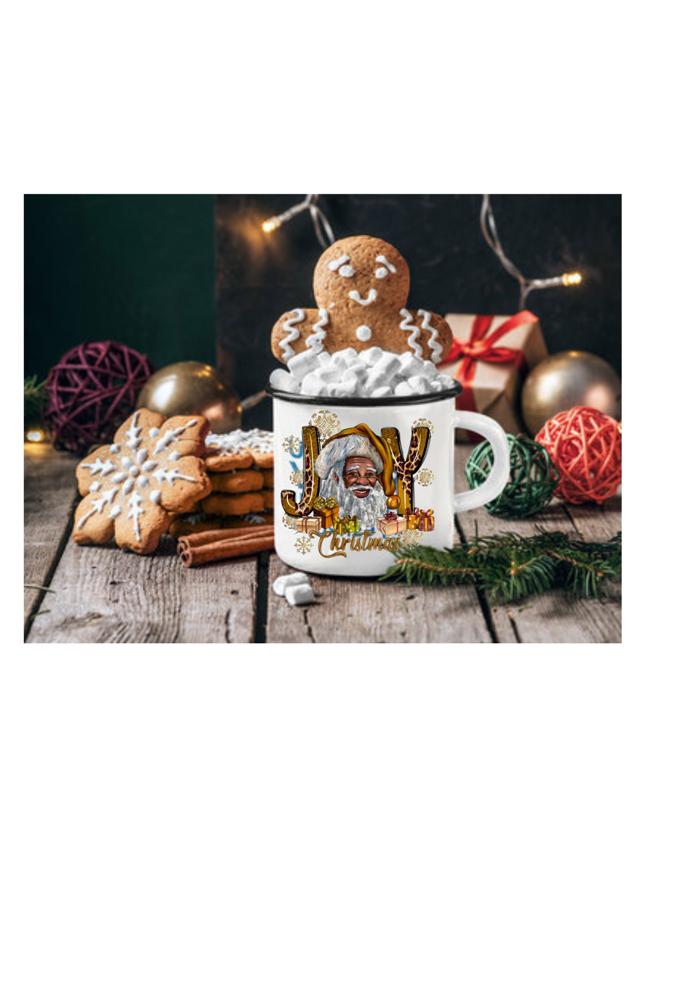 Christmas Joy Black Santa Leopard -UV DTF transfer