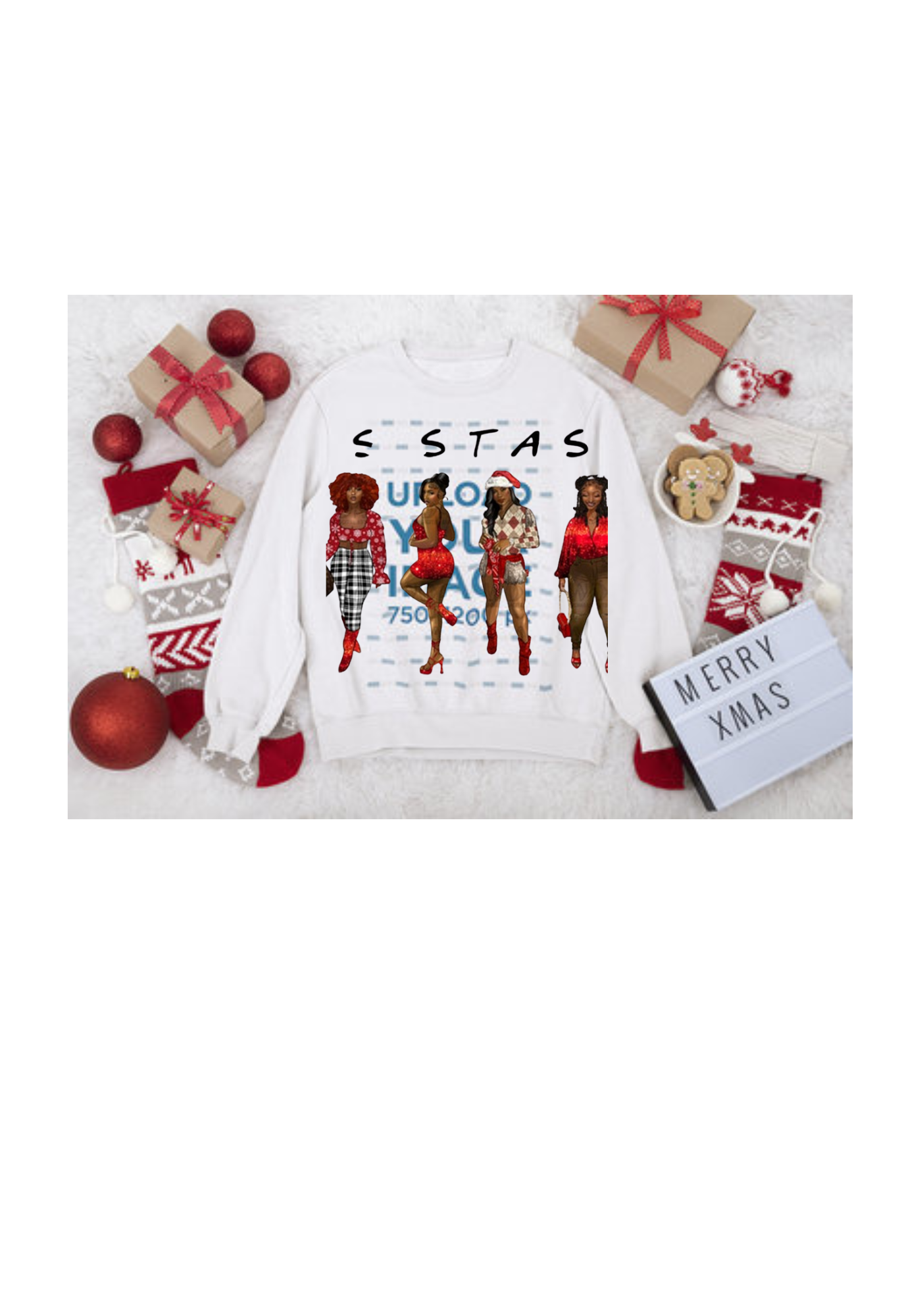 4 Sistas black woman Christmas transfer -DTF transfer