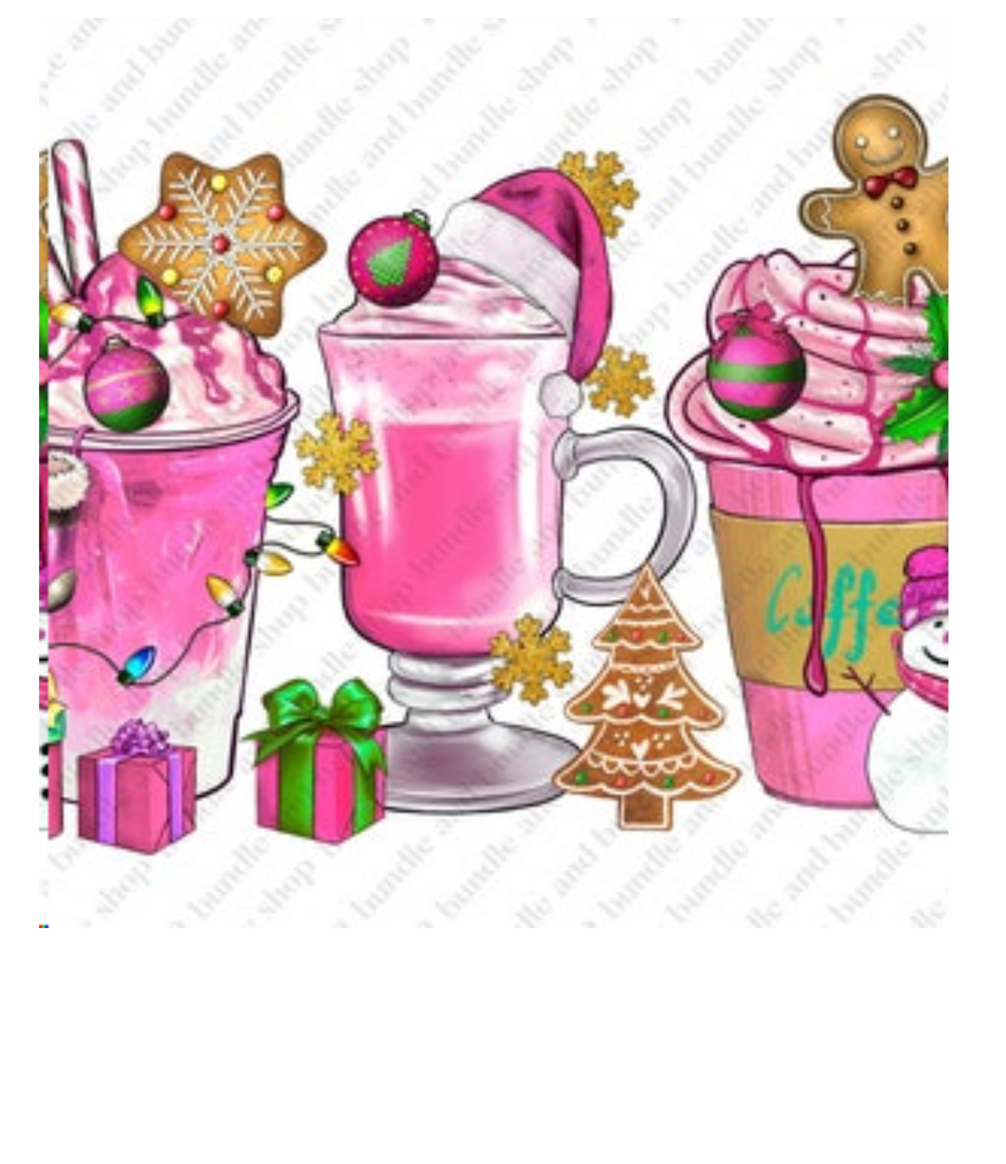 Pink Christmas Coffee Cups transfer-DTF transfer